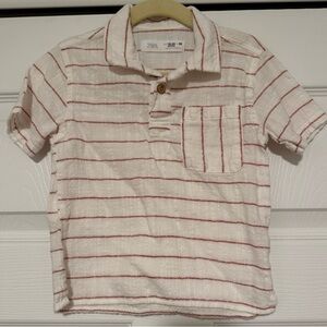 Zara White Polo with Red Stripes